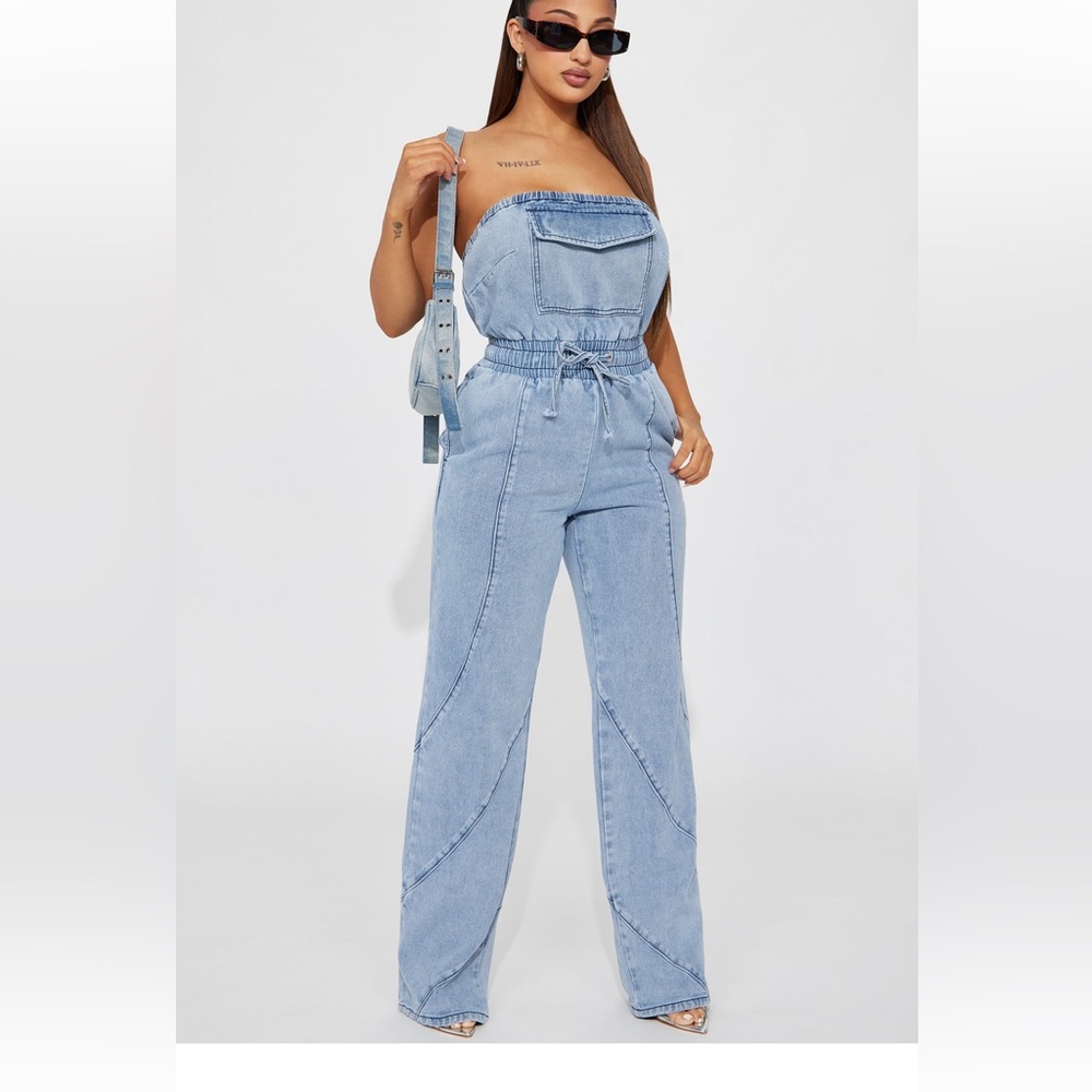 Fashion nova denim jumpsuit